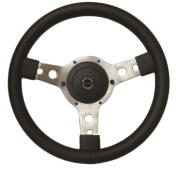 13" 3 Spoke Semi-dished Polished Leather Black